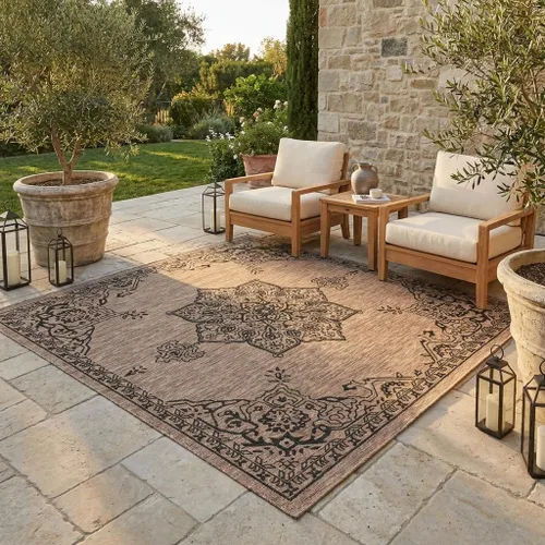 Miniatura 51 de Unique Loom Outdoor Traditional Collection - Alfombra de área antigua (4 pies 1 pulgada x 6 pies 1 pulgada, rectangular, beige y negro)