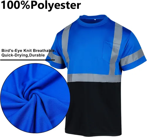 Miniatura 4 de VENDACE Camisas de seguridad para hombre, paquete de 3 camisetas reflectantes de alta visibilidad de manga corta para trabajo de construcción