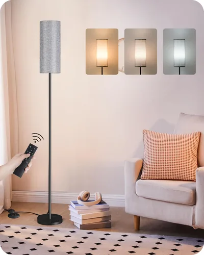 Miniatura 17 de Lámpara de pie regulable para sala de estar con control remoto e interruptor de pie, lámpara de pie de esquina, lámpara alta de pie moderna, Blanco