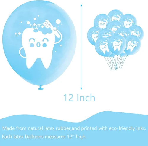 Miniatura 2 de Oringaga 50 globos de fiesta de dientes – Decoración temática de dientes para cumpleaños, baby shower, suministros de decoración de globos