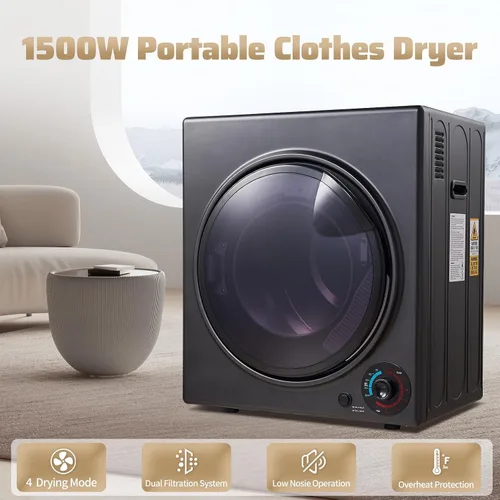 Miniatura 2 de CTT Secadora de ropa portátil de 3.5 pies cúbicos, secadora compacta de 1500 W para apartamento, secadora de ropa de carga frontal con bañera