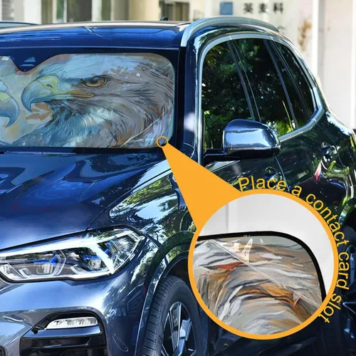 Miniatura 4 de Parasol para parabrisas con diseño de águila calva, diseño de amapola dorada para ventana delantera de automóvil, visera plegable de 55 x 27.6