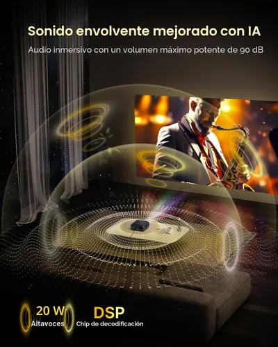 Miniatura 7 de NexiGo Proyector para exteriores PJ40, compatible con Netflix/YouTube/Prime Video, 800 lúmenes ANSI, mejora de imagen AI, proyector de video nativo