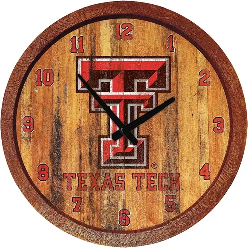 Miniatura 139 de The Fan-Brand NCAA Oklahoma Sooners: Reloj de pared con parte superior de barril de imitación para decoración de bar, decoración de fiesta