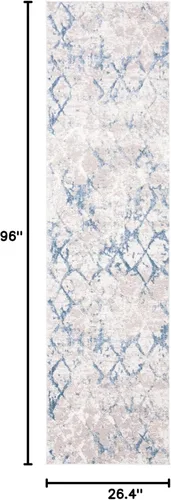 Miniatura 2 de SAFAVIEH Amelia Collection - Alfombra decorativa de 2 pies 2 pulgadas x 4 pies, gris y azul marino, diseño moderno enrejado envejecido, no desprende