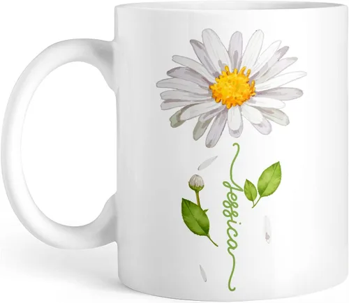 Miniatura 16 de CUBICER Tazas de café personalizadas, flor de hibisco, nombre personalizado, tazas de cerámica blanca, taza de viaje grande, vaso de bebida, regalo