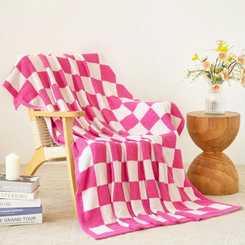 Miniatura 10 de Manta a Cuadros, Mantas Suaves y Acogedoras para Sofá Cama, Manta de Picnic de Viaje a Cuadros Esponjosa Ligera y Cómoda, Regalos para Sofá Silla