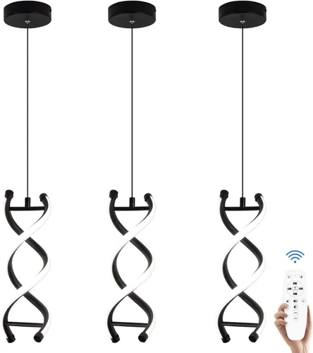 Miniatura 10 de CANEOE Luminaria Colgante LED en Espiral, Lámpara Colgante LED Integrada Moderna Regulable de 15W, Altura Ajustable para Isla de Cocina, Luminaria