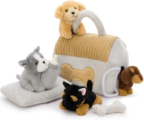 Miniatura 10 de Muiteiur Juego de animales marinos suaves de felpa con casa de conchas marinas de felpa, incluye tortuga de peluche, langosta, cangrejo, delfín, pez