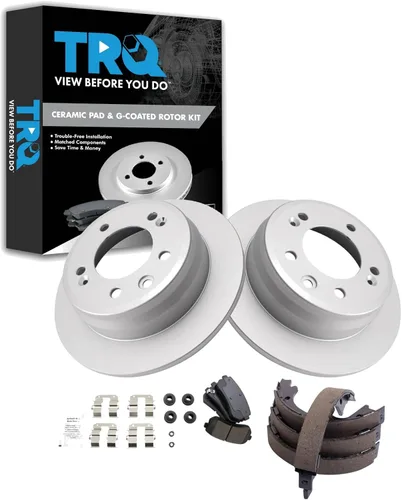 Miniatura 109 de TRQ Kit de pastillas de freno y rotor Posi trasero premium con zapatas de estacionamiento para camión GM SUV