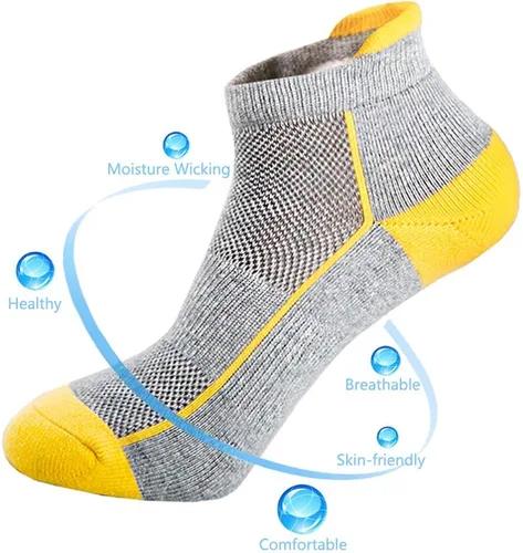Miniatura 5 de J.WMEET Mens Low Cut Ankle Athletic Socks Cotton Mesh Cushioned Running Ventilation Sports Tab Socks