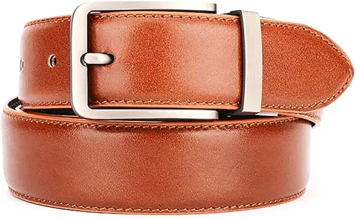 Miniatura 6 de thuizen Cinturón reversible de cuero genuino hecho a mano para hombre, color marrón