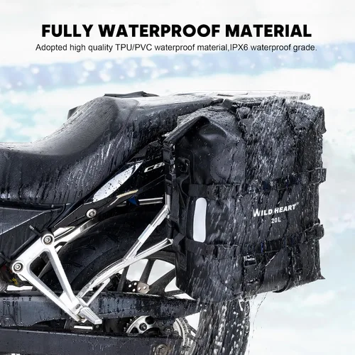 Miniatura 2 de Bolsa lateral para motocicleta WILD HEART de acero inoxidable, bolsa impermeable con suspensión, bolsas de sillín, 20L/25L, bolsa impermeable