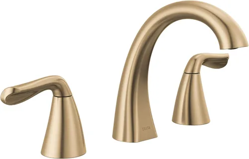 Delta Arvo - Grifo de 3 agujeros de oro cepillado, grifo de lavabo de baño de 8 pulgadas de gran extensión para tocador, conjunto de desagüe Bronce