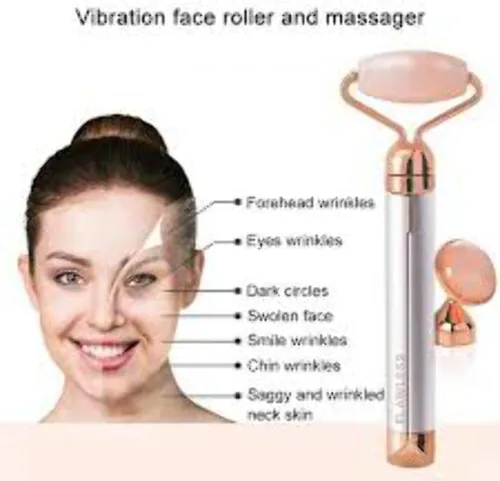 Miniatura 4 de Finishing Touch Flawless Rodillo facial vibratorio y masajeador de contorno, cuarzo rosa