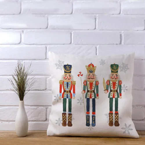 Miniatura 3 de AOFANGGO Funda de almohada de Navidad de 18 x 18 pulgadas, diseño de cascanueces, decoración de vacaciones, funda de cojín para cama, silla, sofá