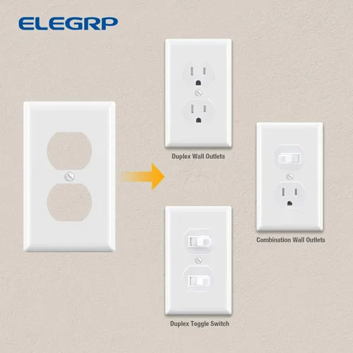 Miniatura 5 de ELEGRP Cubiertas de Tomacorrientes Dúplex, Placas de Pared de Tamaño Estándar de 1-Gang, Cubiertas de Placas Frontales de Doble Tomacorriente