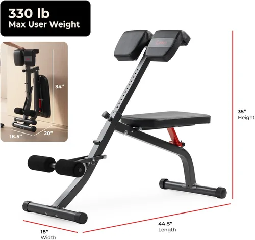 Miniatura 7 de Sunny Health & Fitness Multi-Function Roman Chair with Dip Station & Sit-Up Bench, Adjustable Heavy-Duty Strength Training Equipment for Glutes