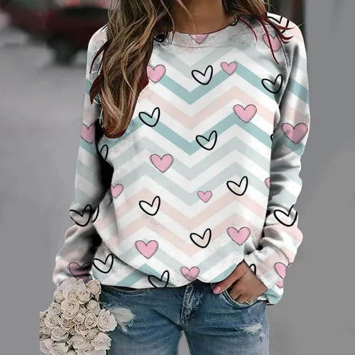 Miniatura 43 de Sudadera de manga larga con estampado de leopardo y corazón para mujer, para el día de San Valentín, sin botones, para niñas, regalos