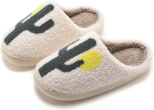 NEVEROLD Divertidas y bonitas pantuflas de piel de felpa mullida, con dibujos animados, ilustradas y coloridas, para mujeres, hombres, niñas y niños