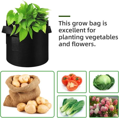 Miniatura 5 de Paquete de 12 bolsas de cultivo de plantas de 3 galones, macetas de tela no tejida gruesa con asas, bolsas para macetas de verduras, macetas de tela