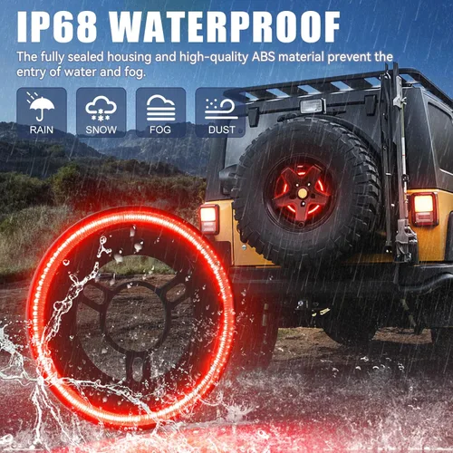 Miniatura 4 de SUPAREE Luz de Freno de Llanta de Repuesto Compatible con Jeep Wrangler 2007-2017 JK JKU YJ TJ, Plug and Play 4ta Tercera Luz de Freno Trasera LED