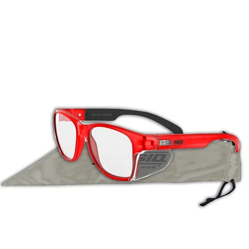 Miniatura 3 de MAGID Gafas de seguridad Y50 para construcción Marco rojo — 2 pares, lente transparente Escudos laterales, ANSI Z87.1+, antivaho y resistente a