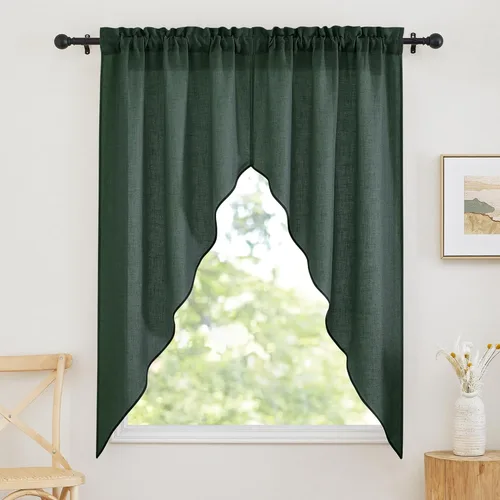 Miniatura 29 de RYB Home - Cortinas semitransparentes de lino Angora