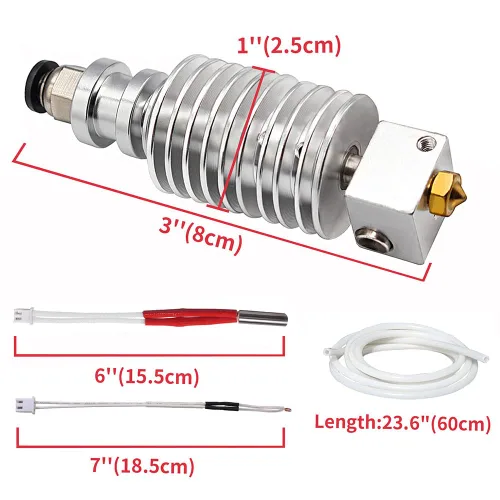 Miniatura 3 de [Paquete de 2 unidades] Extrusora 3D Hotend compatible con ANYCUBIC Chiron Extrusora Head 24V V5 con 10 boquillas V6 de latón de 0.016 in