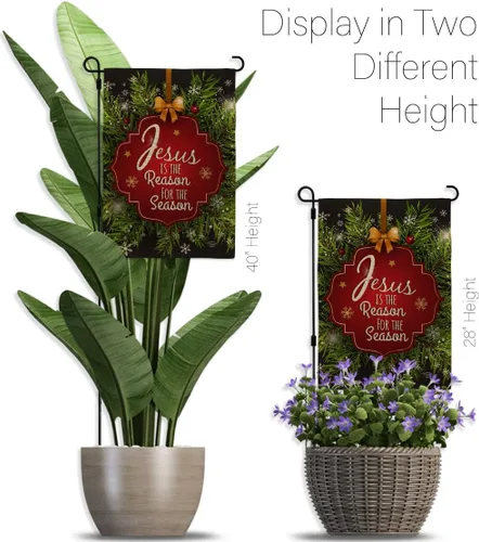 Miniatura 11 de Jesús es la razón de la temporada decoración de patio jardín estaca bandera juego de arpillera para puerta decoración de Navidad, cartel de pared