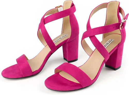 Miniatura 3 de JOY IN LOVE Sandalias de tacón bajo con correa de tobillo de 3 pulgadas para mujer