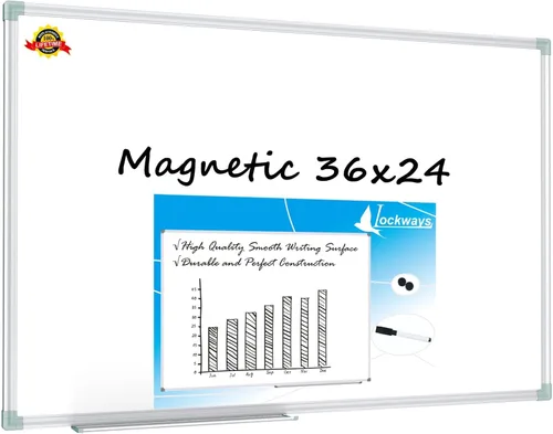 Miniatura 11 de Lockways Pizarra blanca magnética grande de borrado en seco de 60 x 40 pulgadas, pizarra blanca montada en la pared con bandeja para bolígrafos