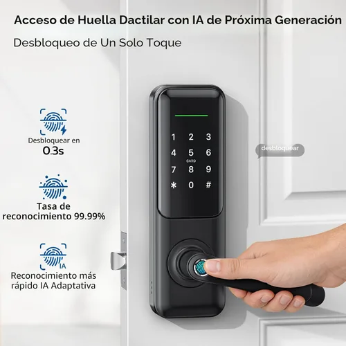 Miniatura 7 de Cerradura de puerta inteligente de huellas dactilares con asa: cerradura de teclado de entrada sin llave para puerta delantera, cerradura digital