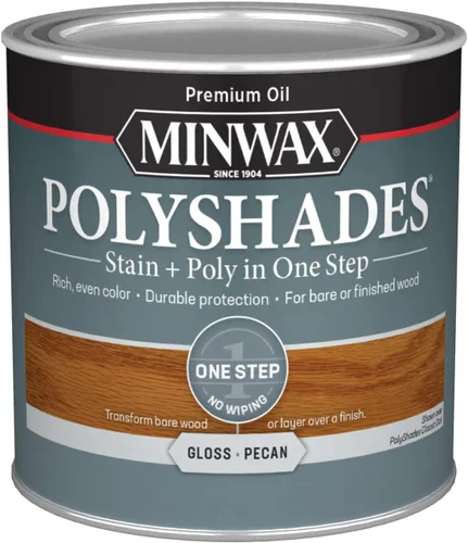Miniatura 26 de Minwax PolyShades Tinte de Madera + Acabado de Poliuretano – Cuarto, Roble Misión, Brillo Mission Oak