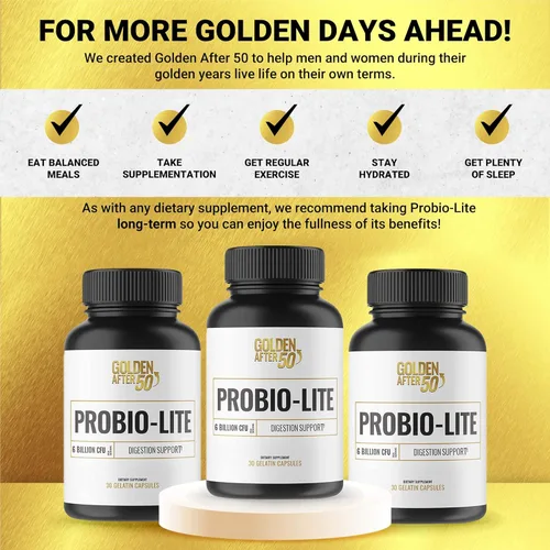 Miniatura 6 de Golden After 50 Probio-Lite - para la salud intestinal y el apoyo a la digestión - Probióticos para hombres y mujeres - 30 cápsulas de gelatina
