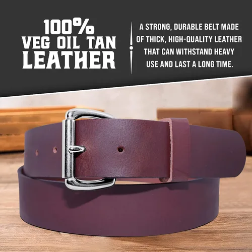 Miniatura 3 de Cinturón de cuero genuino de grano completo para hombre, hecho a mano por Amish-Heavy Duty Mens Belt 1.5 Wide 914 Oz-Made in USA