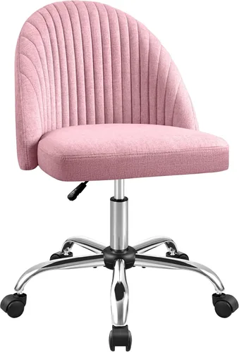 Miniatura 9 de Furniwell Silla de oficina sin brazos, linda silla de escritorio moderna ajustable giratoria para tocador, silla de computadora, sillas de Amarillo