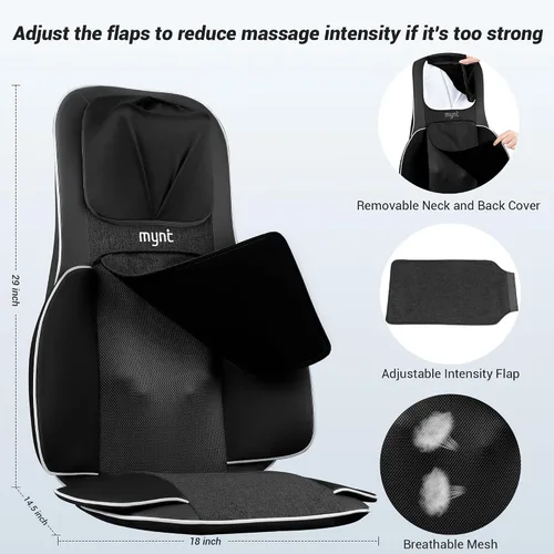 Miniatura 6 de Mynt Masajeador de espalda y cuello para aliviar el dolor de tejido profundo, masajeador de acupresión Shiatsu 3D con calor, masajeador de asiento