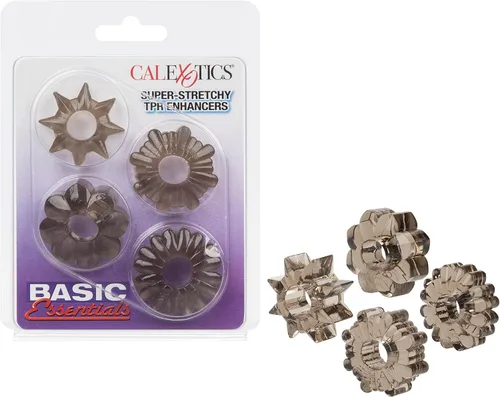 Miniatura 8 de California Exotic Novelties Basic Essentials - Potenciadores de Tpr súper elásticos, color rojo