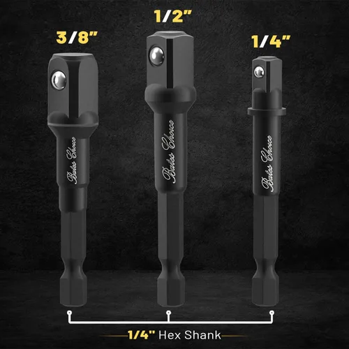 Miniatura 2 de Juego de adaptadores de enchufe de impacto Bates, 3 piezas, 1/4", 3/8" y 1/2", con soporte