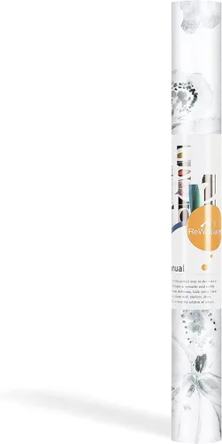 Miniatura 7 de ReWallpaper Papel tapiz floral gris y blanco para despegar y pegar, papel de contacto con flores de iris neutro para cajones, armarios, escritorio