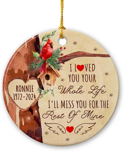 Miniatura 20 de Adorno de Navidad cardenal rojo conmemorativo personalizado, adorno de cerámica cardenal enviado del cielo, adorno de recuerdo para la pérdida de un