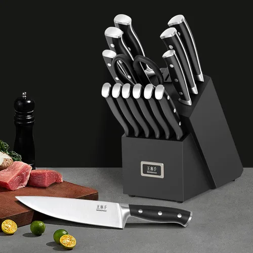 Miniatura 5 de WANGMAZI Juego de cuchillos de chef de alta calidad, mango ergonómico de remache de acero inoxidable de alto carbono, juego de cuchillos afilados