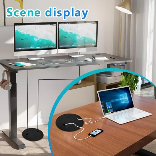 Miniatura 7 de Kit de Enchufe Circular Empotrado en Piso con 2* 20 Amperios de Acero Inoxidable GFCI, Receptáculo a Prueba de Manipulaciones, Hardware Resistente a