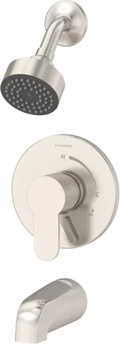 Symmons S-6702-TRM-STN Identity - Kit de grifería de bañera y ducha con palanca desviadora (válvula no incluida), níquel satinado