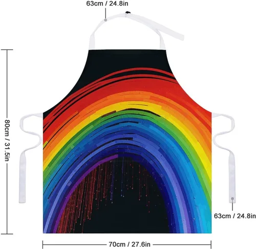 Miniatura 2 de Personalized Rainbow Adult Apron, Kitchen Cooking Aprons for Woman Man, Adjustable Bib Apron with Pocket for Baking, BBQ Crafting Outdoors, Dining