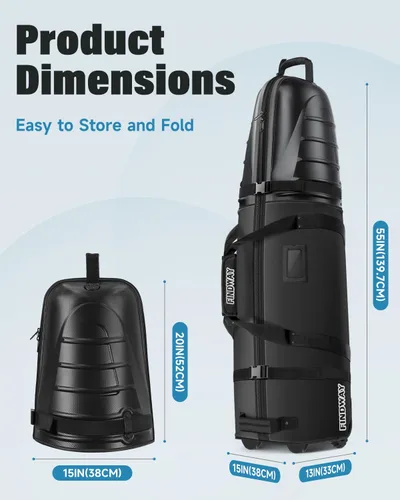 Miniatura 2 de Findway Bolsas de viaje de golf para aerolíneas con ruedas, Oxford resistente 1680D y ABS funda rígida para proteger palos de golf, ligeras