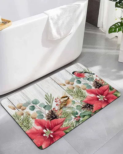 Tapete de baño de Navidad para bañera, antideslizante, de secado rápido y absorbente, tierra de diatomeas, cocina, ducha, fregadero, lavable, tapete