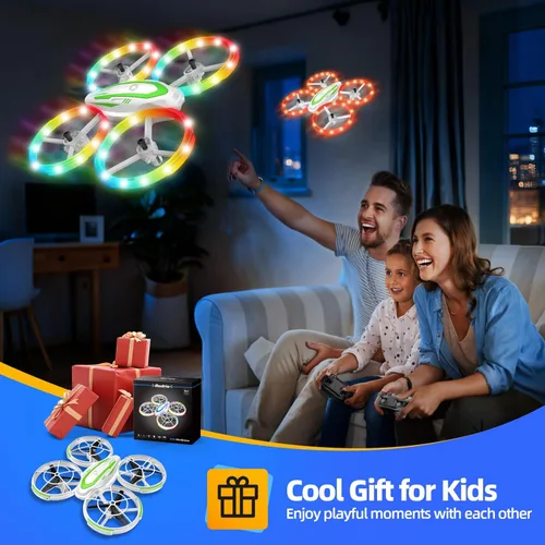 Miniatura 3 de Mini dron para niños principiantes, RC Quadcopter Drone con luz colorida, arranque de una tecla, retención de altitud, modo sin cabeza, giros 3D