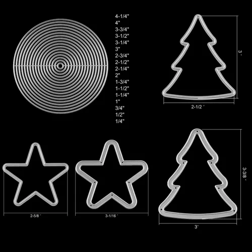 Miniatura 2 de Juego de 21 troqueles de círculo, estrella, árbol de Navidad para manualidades de papel, manualidades, troqueles de corte de metal, para 21